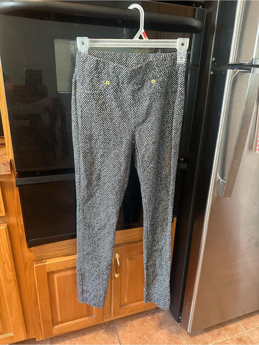 Michael Kors Pants XS Stretch Pull On Work Career Black White Pattern Jegging